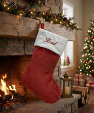 Load image into Gallery viewer, Personalized Premium Red Christmas Stocking - Custom Name, 6 Font Choices | MilShirt